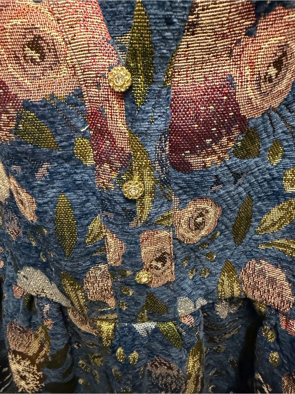 Floral Tiered Long-Sleeve Dress in Blue and Pink - Picture 3 of 3